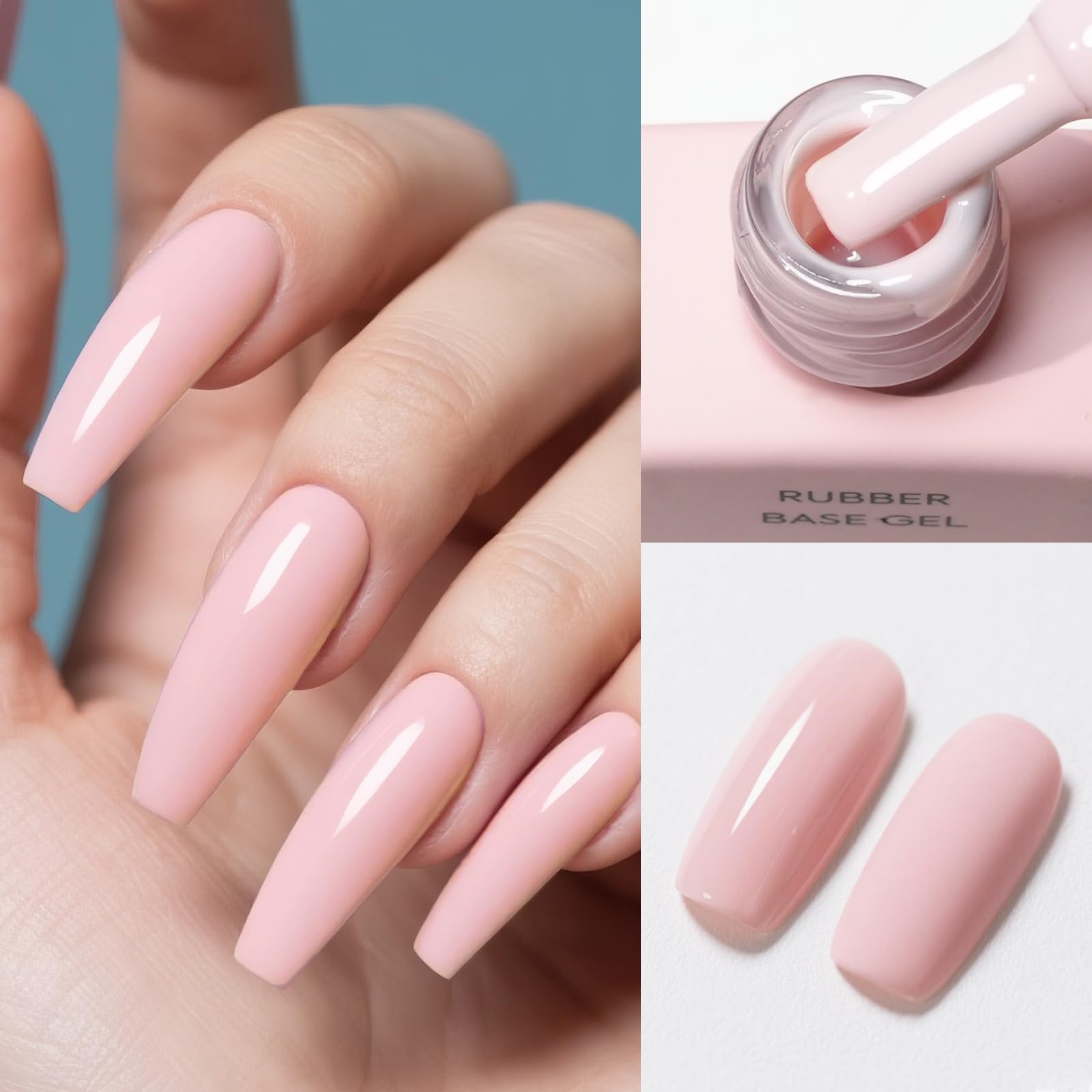 CANNI Base Gel Rosa Rosado, tono rosado cálido para un acabado natural.