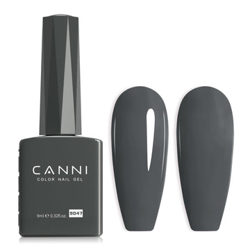 Esmalte gel gris de CANNI en botella, color visible para una aplicación precisa.