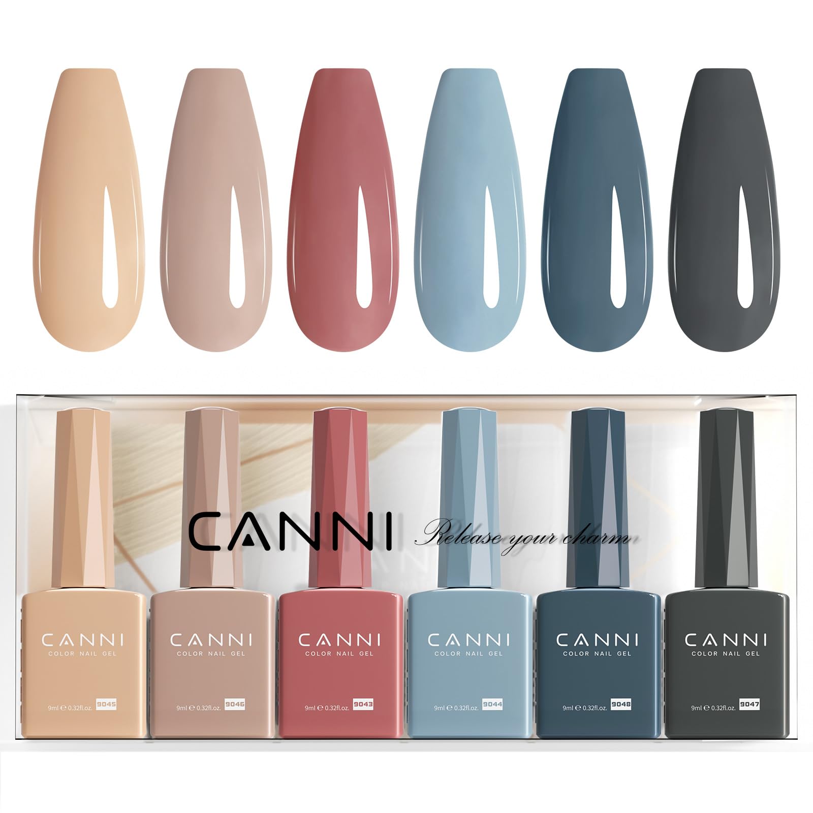 CANNI botellas gel marrón claro, tono cálido para uñas naturales.