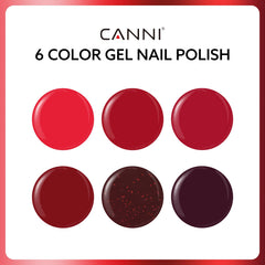 Bouteille vernis gel rouge CANNI avec étiquette cristal 3D pour repérer la couleur
