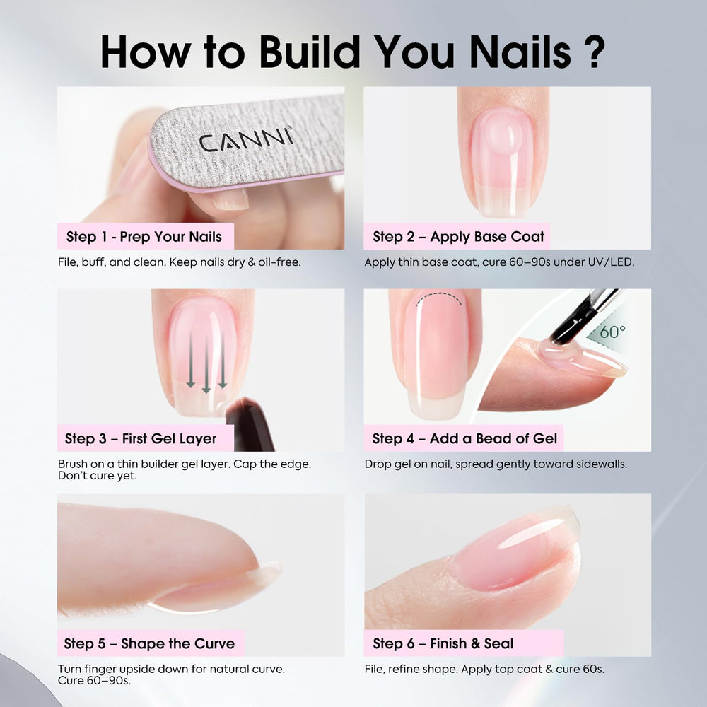 CANNI Builder Nail Gel ideal para principiantes que desean un aspecto profesional.