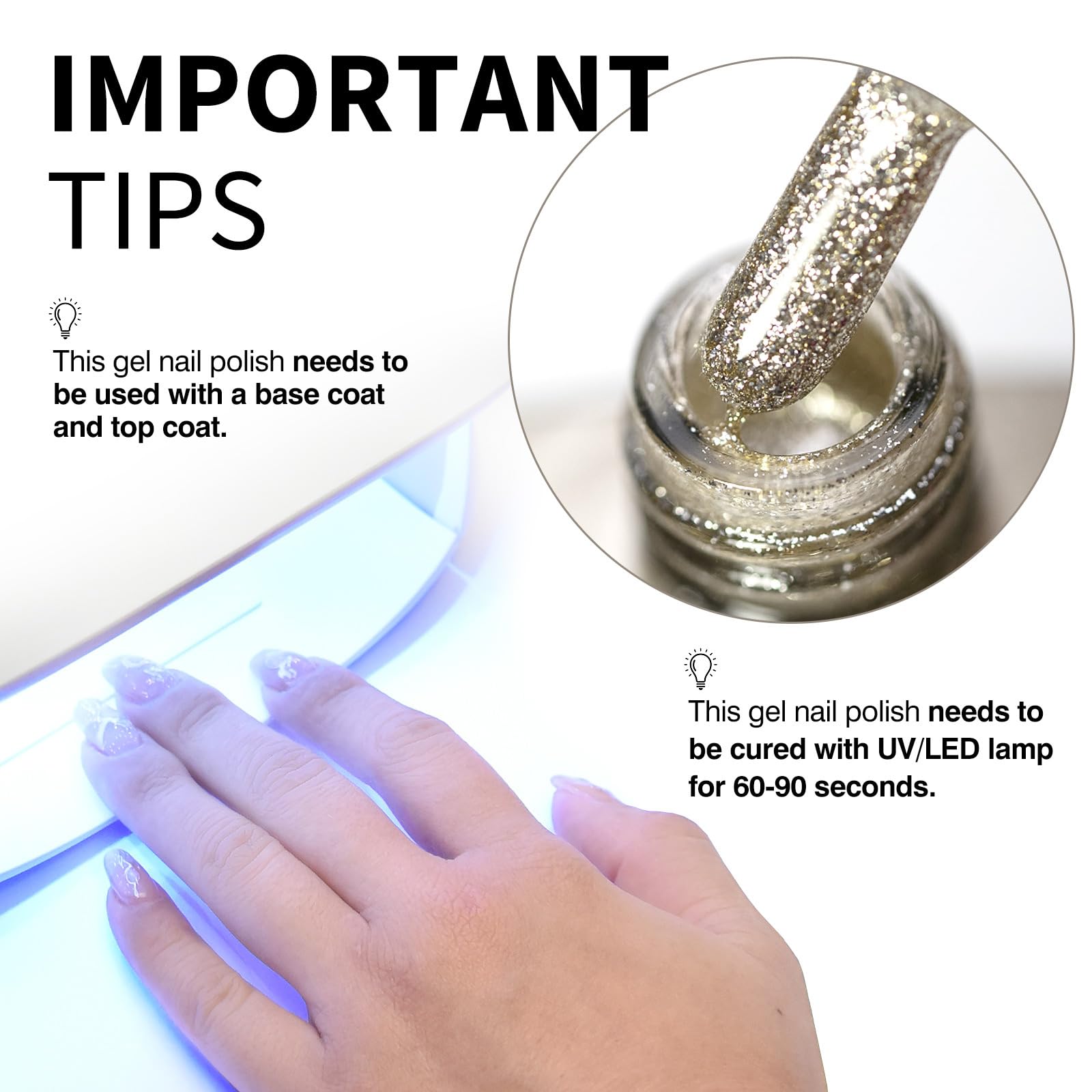 CANNI Champagne Gold Glitter Gel Polish 9ml – idea de manicura en casa con purpurina