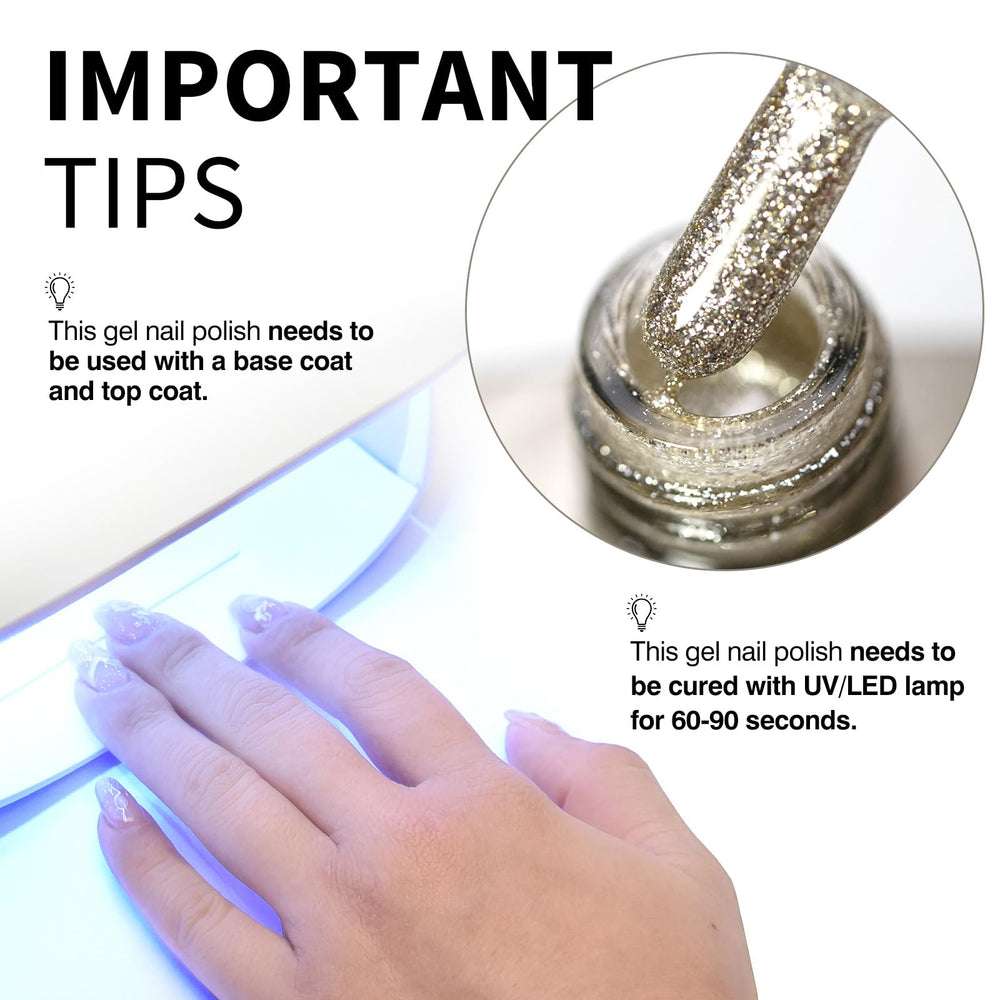 CANNI Champagne Gold Glitter Gel Polish 9ml – idea de manicura en casa con purpurina
