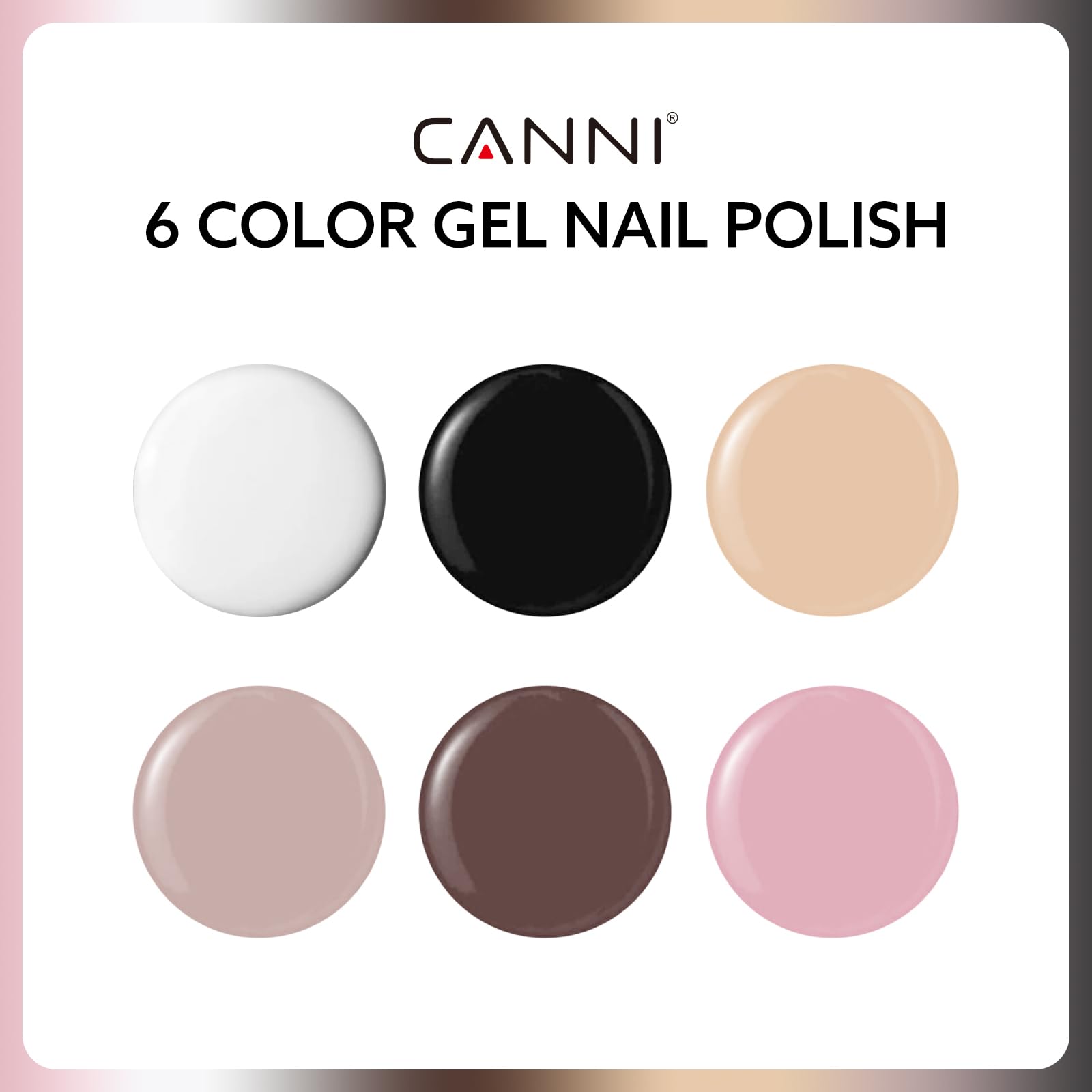 CANNI swatches display white, black, nude, pink for quick color preview
