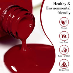 CANNI esmalte gel rojo brillo intenso para uñas con impacto visual.