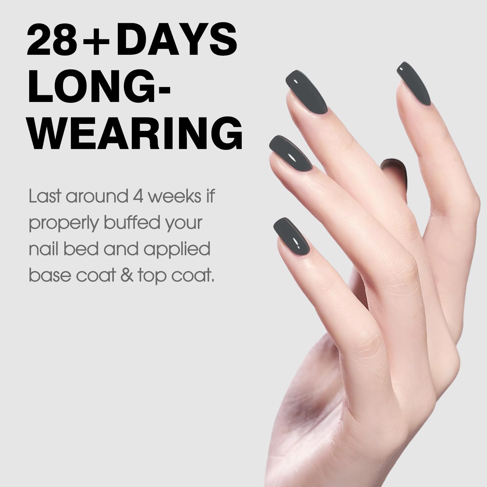 Gel gris CANNI en uñas, ideal para manicura casera duradera.
