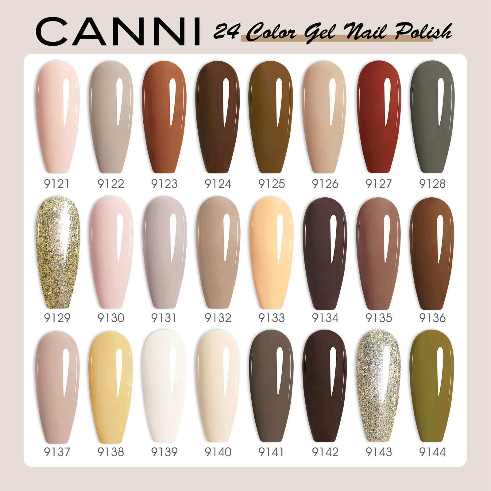 Esmalte gel marrón de CANNI para acabado cálido y suave.
