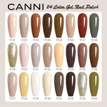 Esmalte gel marrón de CANNI para acabado cálido y suave.