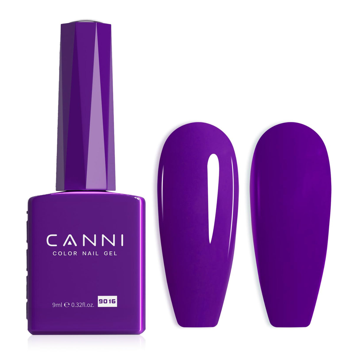 Esmalte gel morado de CANNI, botella colorida para ver el tono con precisión.