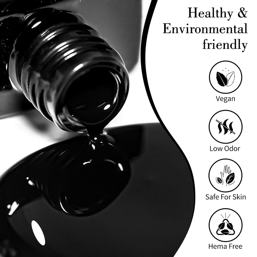 CANNI Esmalte gel negro, aplicación suave con pincel profesional