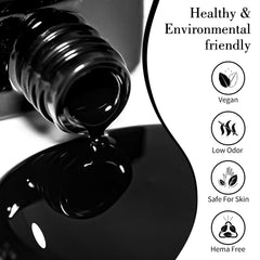 CANNI Esmalte gel negro, aplicación suave con pincel profesional