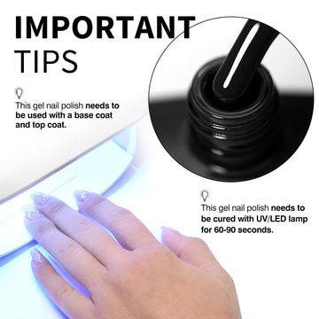 CANNI Esmalte gel negro para manicura en casa, ideal para diario