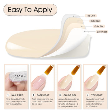 CANNI Esmalte Gel Nude Color resultado profesional en casa.