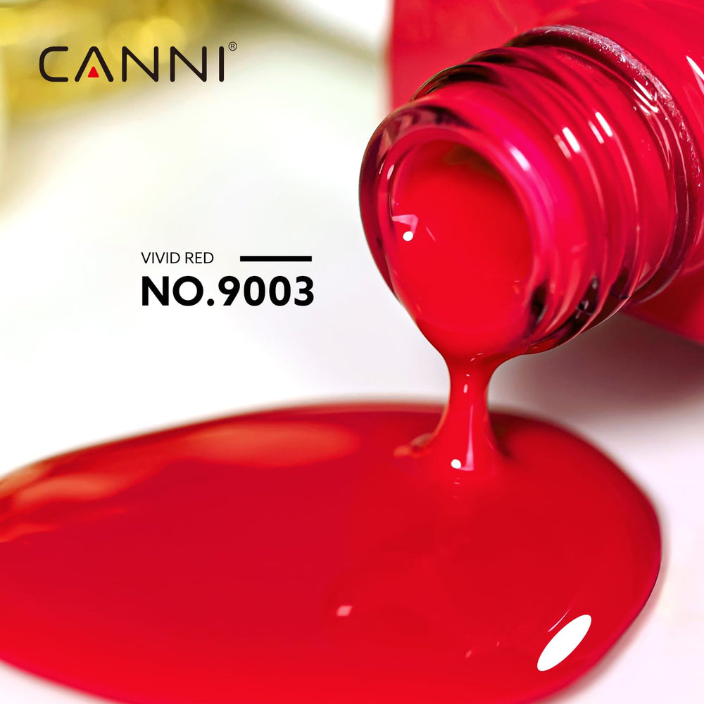CANNI Esmalte gel rojo visible en envase para tono claro.