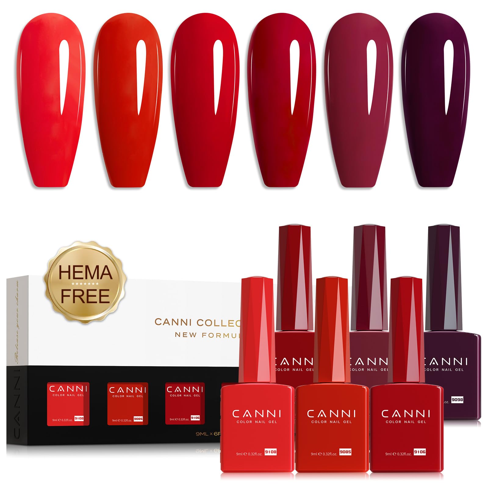 Esmalte gel rojo clásico de CANNI para manicuras intensas y duraderas