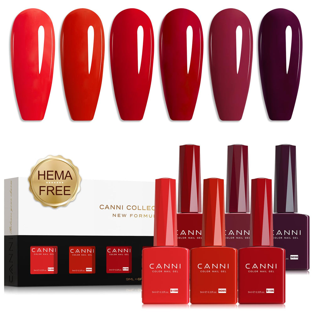 Esmalte gel rojo clásico de CANNI para manicuras intensas y duraderas