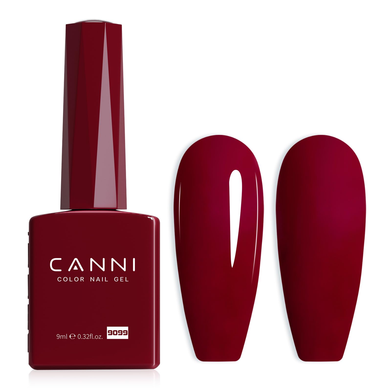 Esmalte gel CANNI rojo oscuro en botella para color preciso y cobertura uniforme.