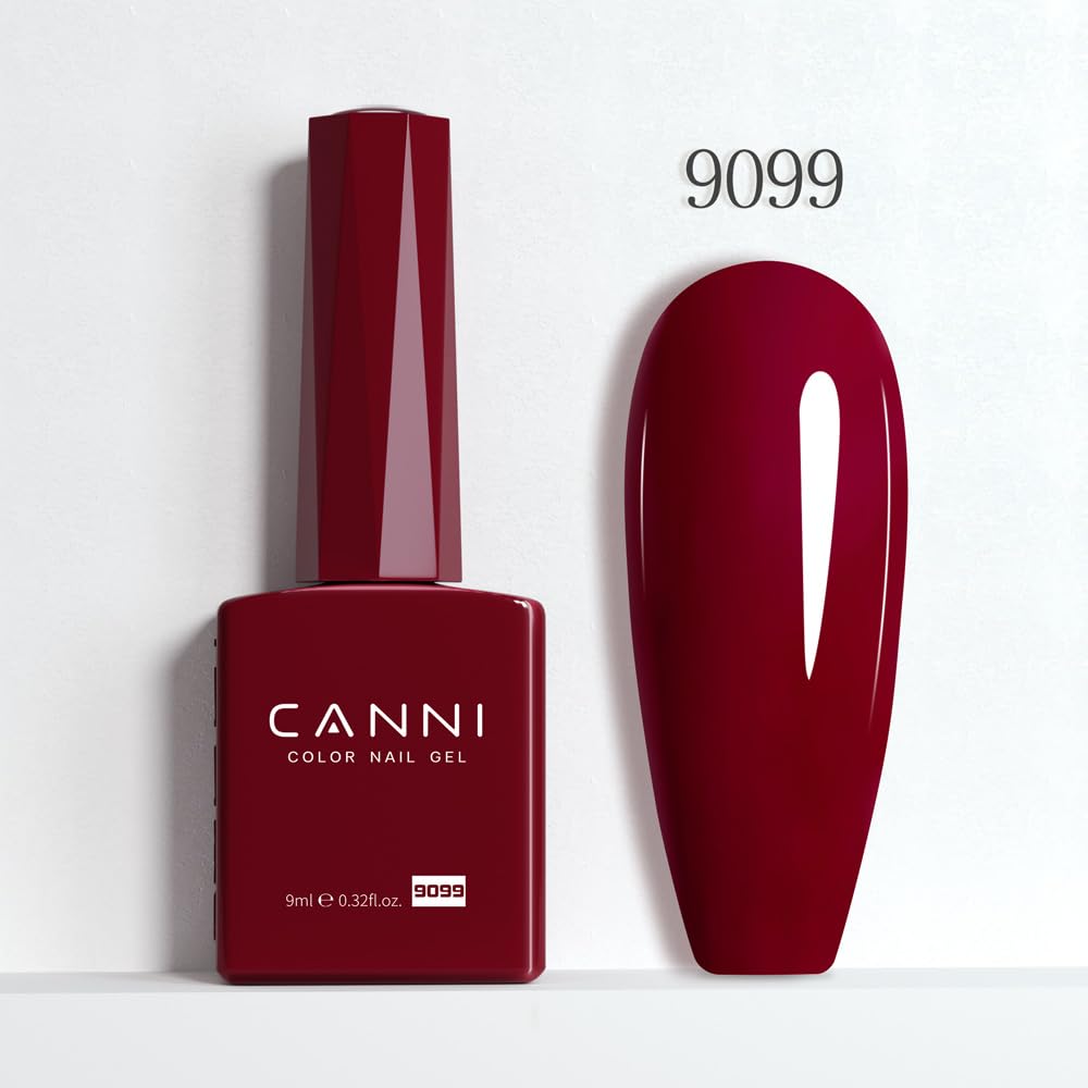 Resistencia y duración con gel rojo oscuro de CANNI para uñas duraderas.