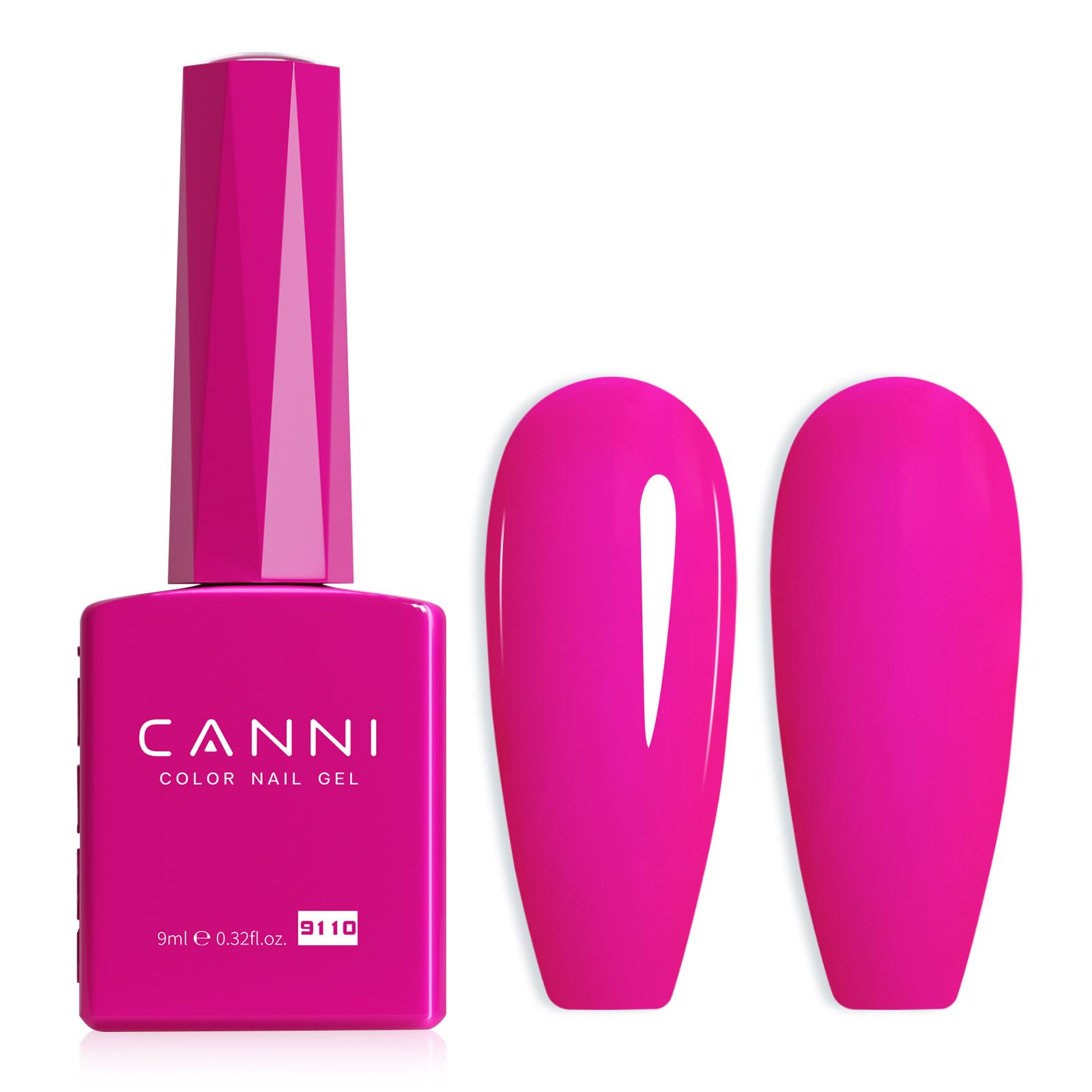 Esmalte gel CANNI Rosa Caliente en botella, tono vibrante y listo para usar.