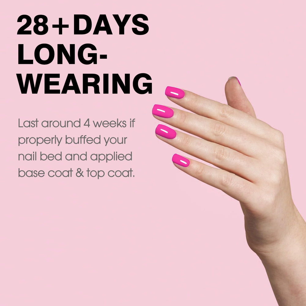 CANNI esmalte gel rosa fucsia con capa base para adherencia sólida.