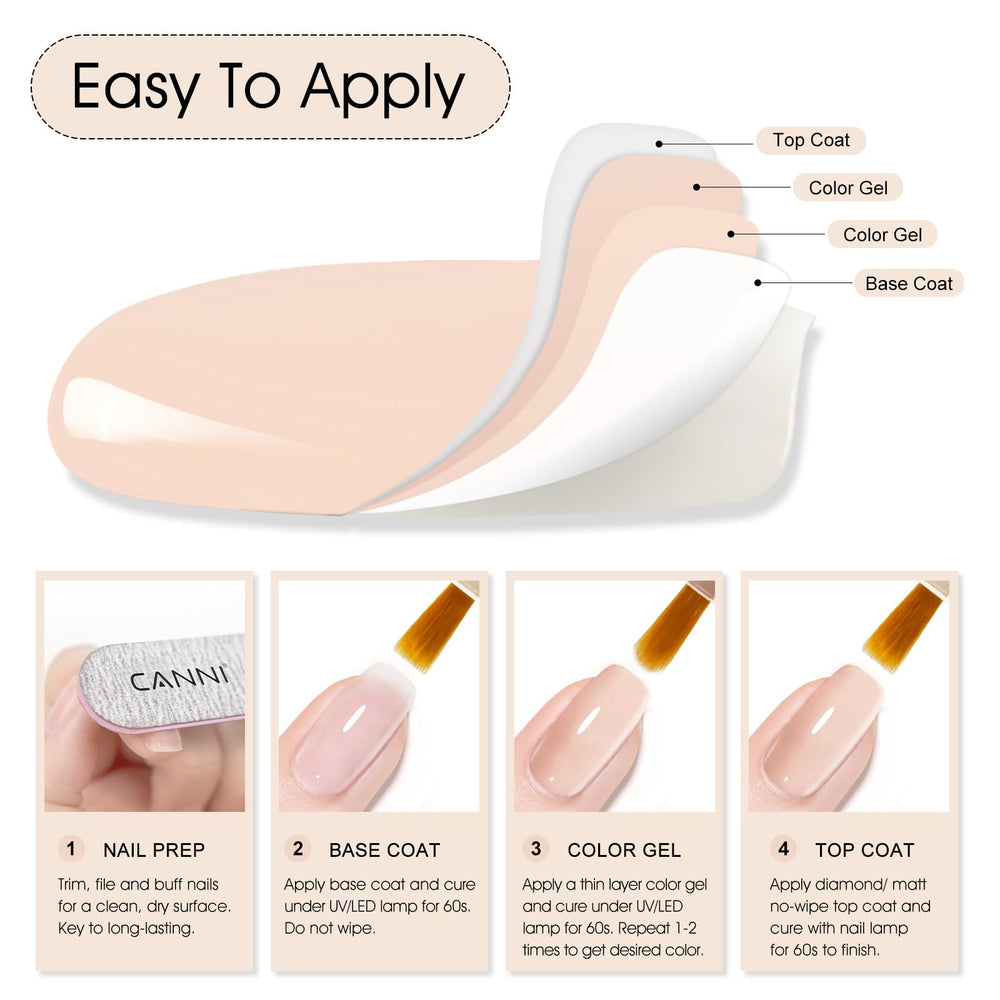 CANNI esmalte gel rosa, manicura francesa natural, ideal para uso domestico y salon.