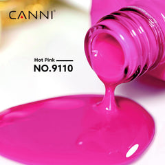 Muestra de uñas con gel rosa neón de CANNI para referencia de color.