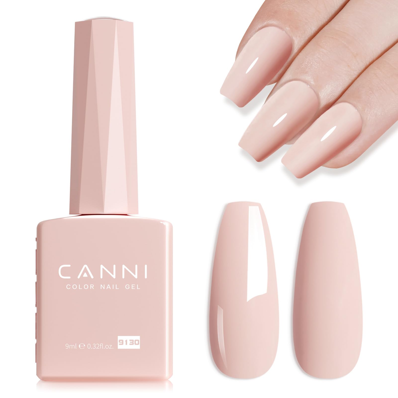 CANNI Esmalte gel rosa nude, botella color para ver tono con precisión