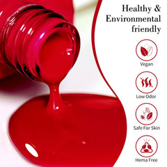 CANNI gel rojo para uñas, ideal para uso en casa con efecto salón.
