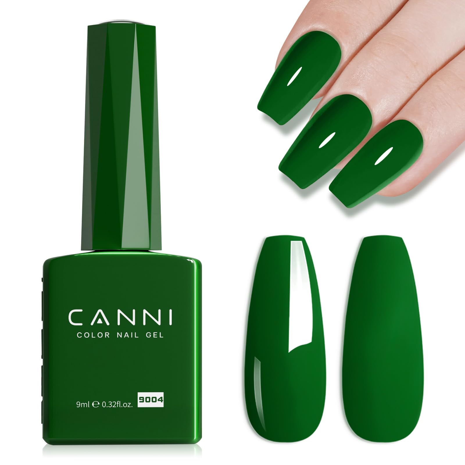 CANNI gel esmeralda en bote con color intenso para uñas duraderas.