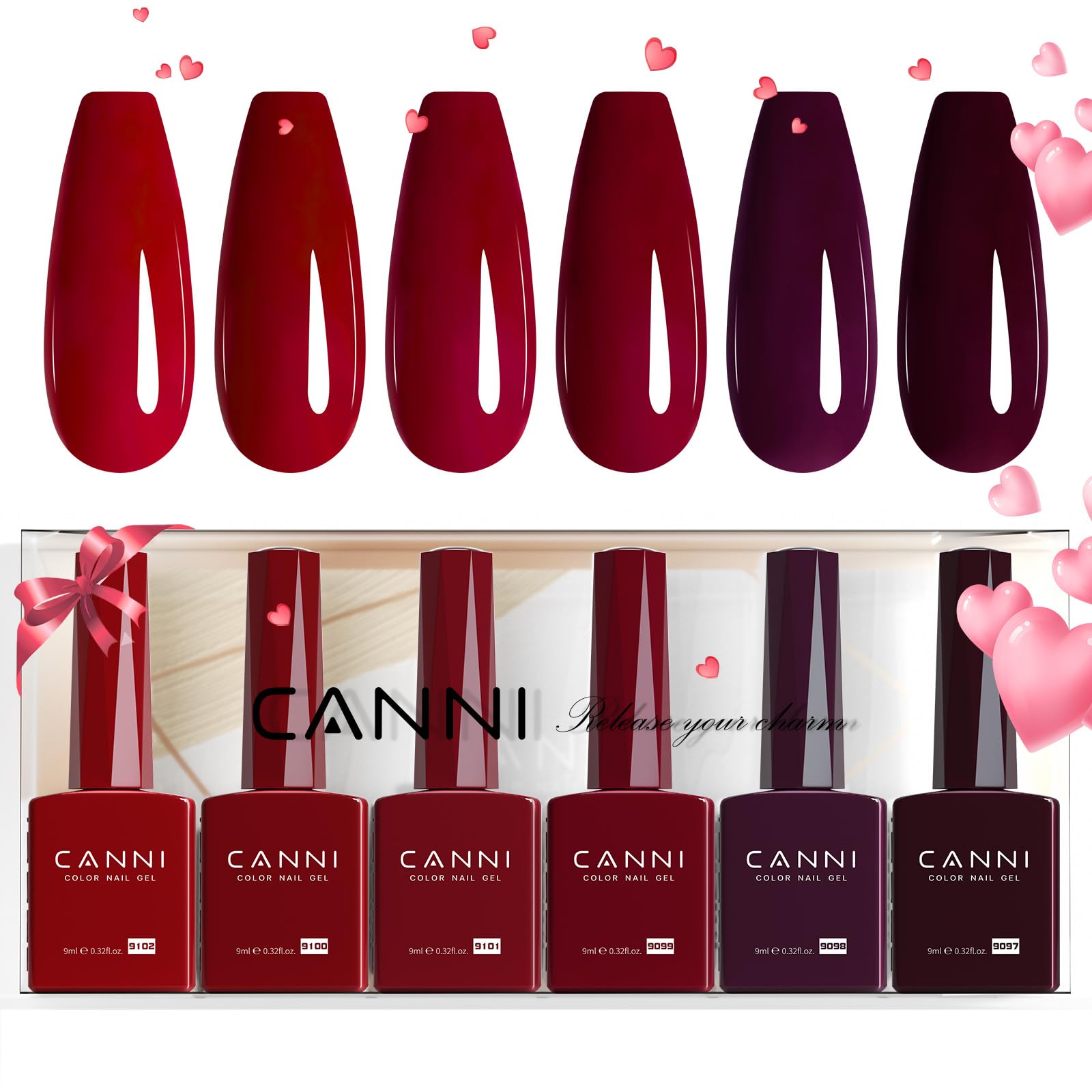 CANNI gel color rojo profundo, botella coloreada para visualización precisa durante la aplicación