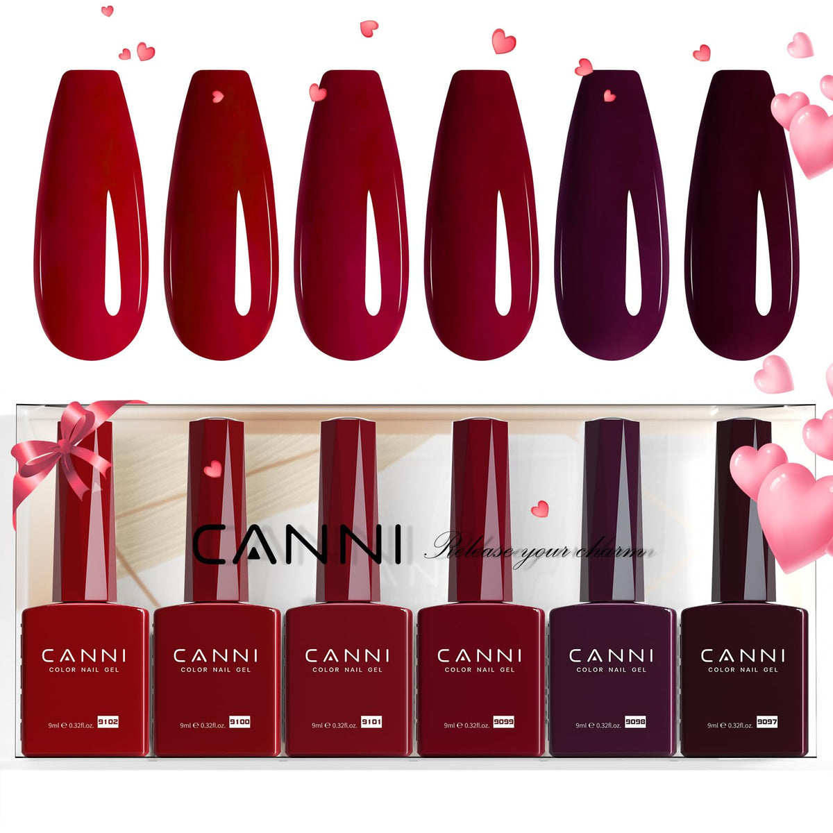 CANNI gel color rojo profundo, botella coloreada para visualización precisa durante la aplicación
