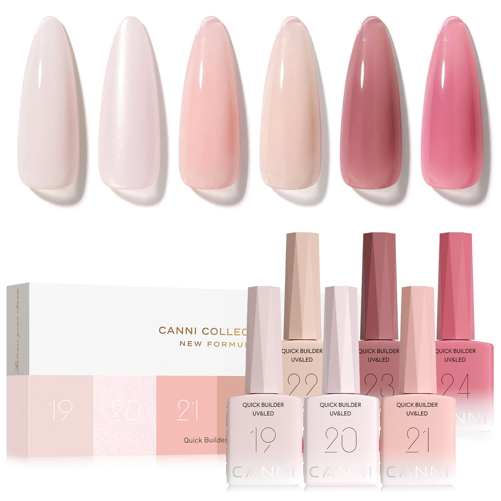 CANNI Gel Constructor rápido para uñas con 6 colores, 9 ml cada uno, para acabado profesional.