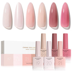 CANNI Gel Constructor rápido para uñas con 6 colores, 9 ml cada uno, para acabado profesional.