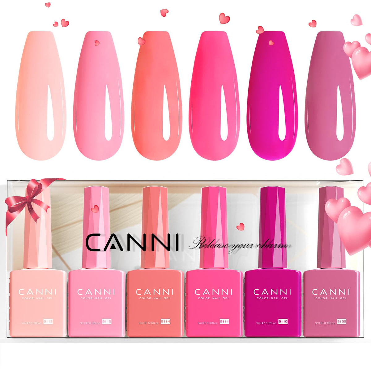 Set de geles CANNI con botellas coloridas para ver tonalidades con precisión