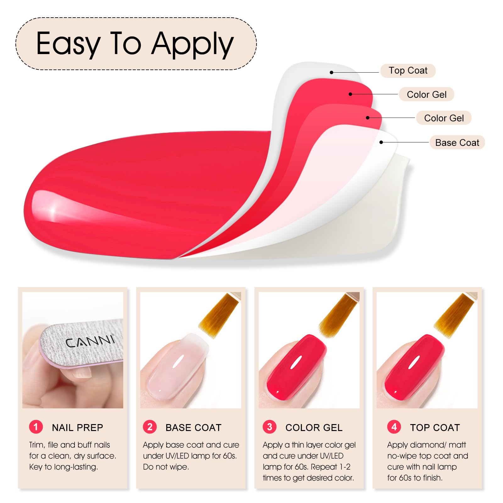 CANNI Rosa Fucsia Gel UV, manicura casera para ocasiones especiales.