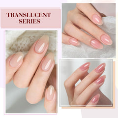 Glossy finish on nails highlights professional-looking results with minimal effort.