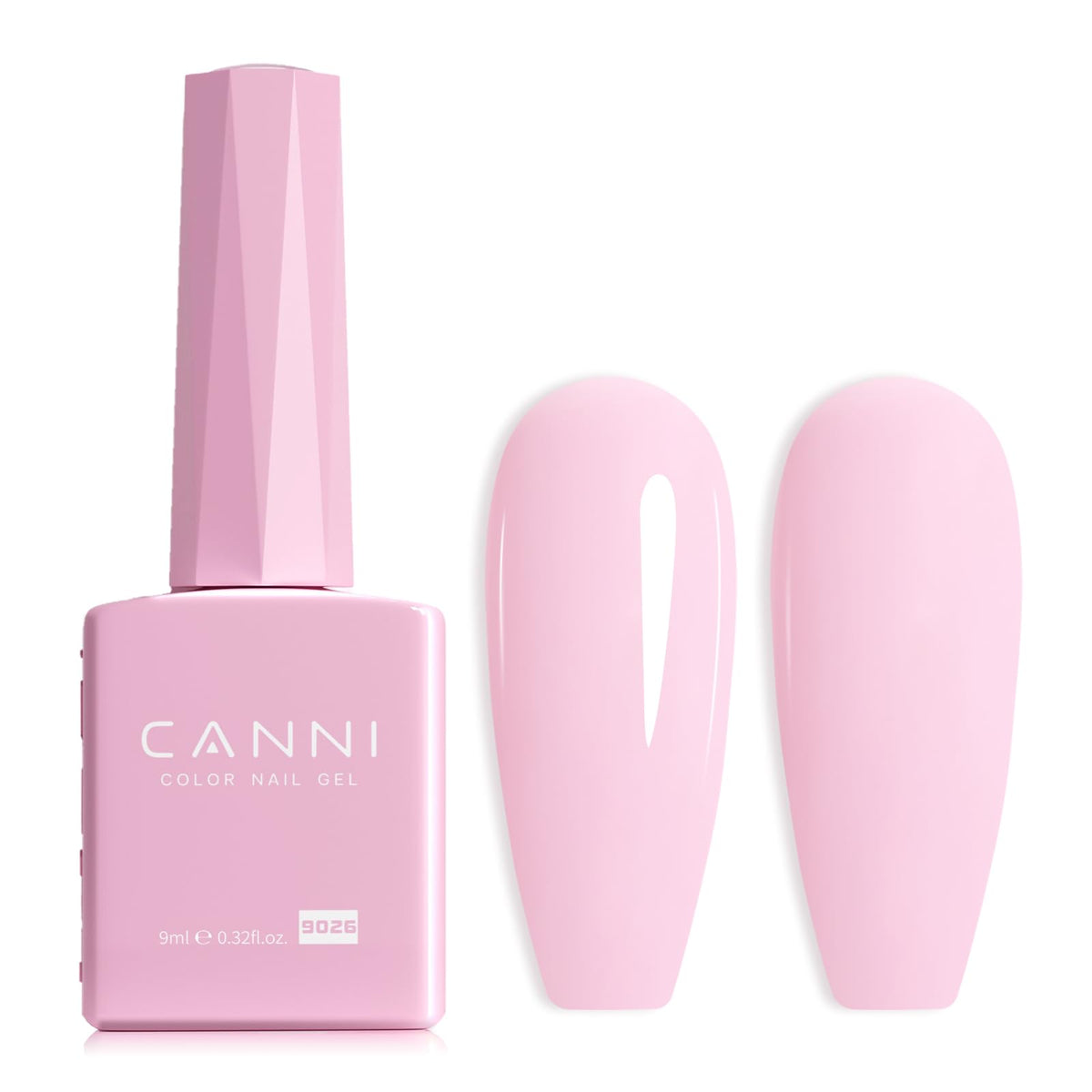 CANNI Laca Gel Rosa Claro en botella, tono exacto para uñas limpias.