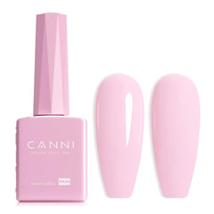 CANNI Laca Gel Rosa Claro en botella, tono exacto para uñas limpias.