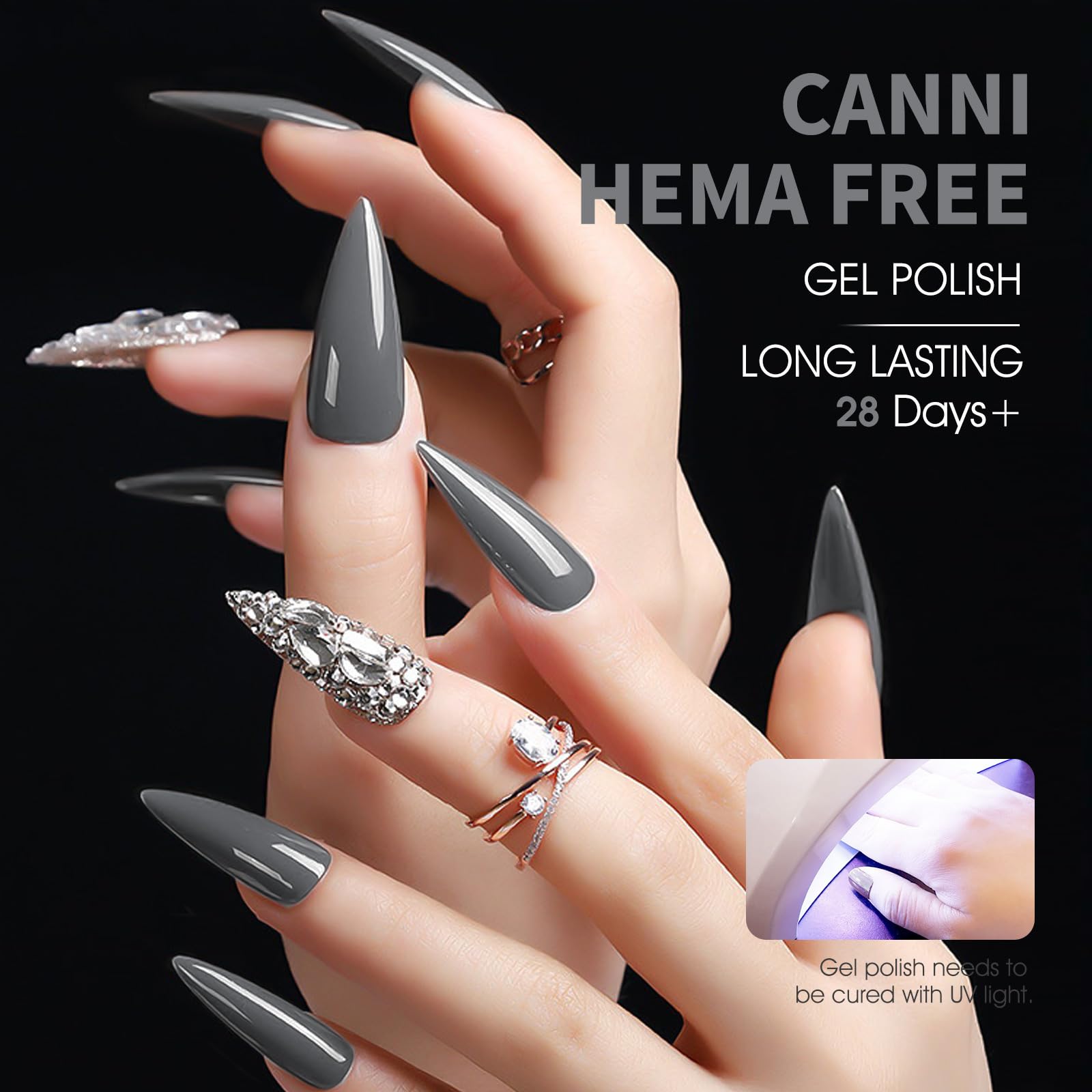 CANNI gel gris con pigmentación alta para cobertura homogénea.