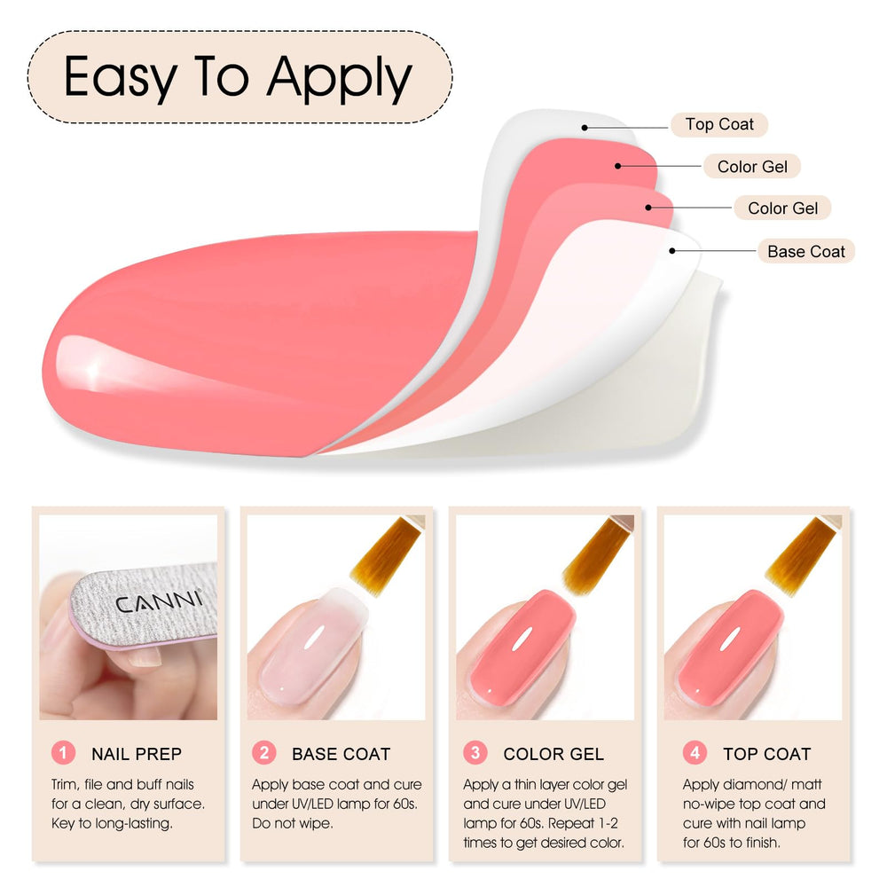 CANNI Pink Gel Nail Polish, tubo de 9 ml para retoques