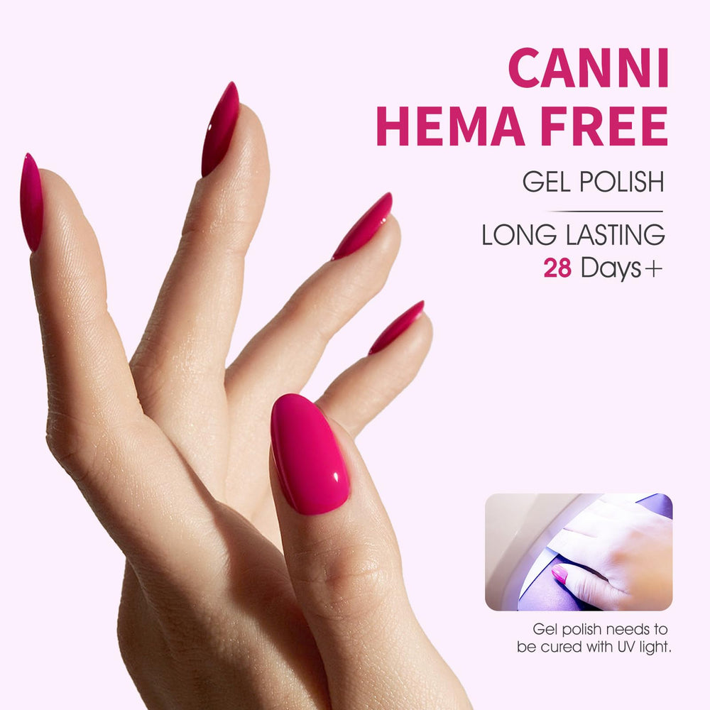 CANNI rosa neón gel: brillo alto que realza el acabado en cada uña.