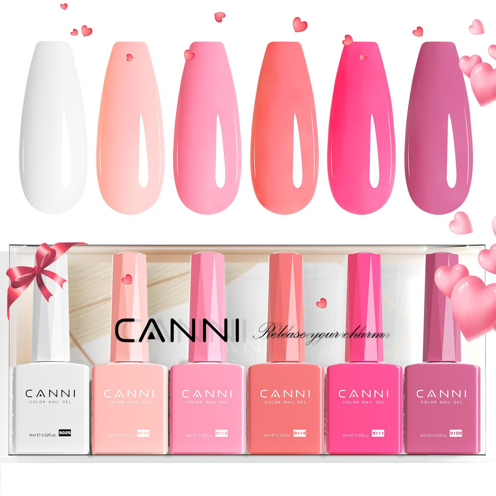CANNI set esmalte gel rosado 9ml en caja, ideal para regalo y uso en casa.