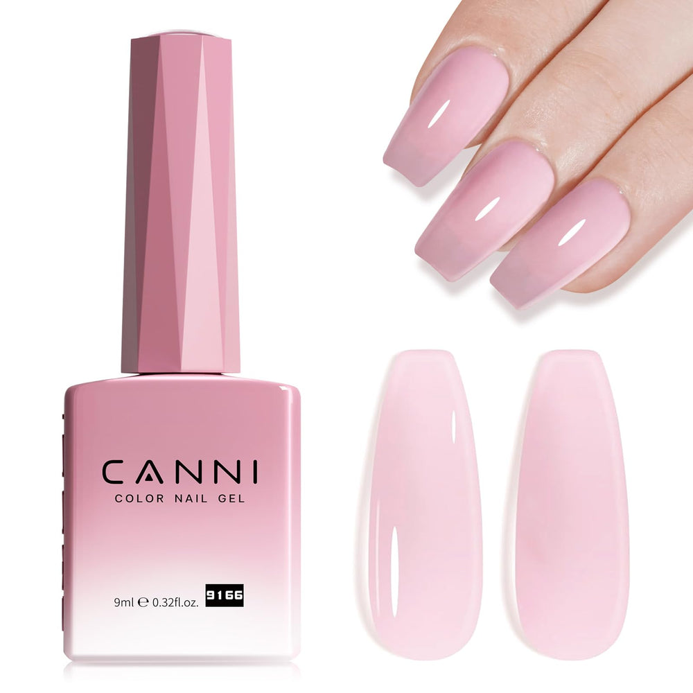 CANNI Soft Pink Jelly 9ml esmalte gel con brillo translúcido para uñas