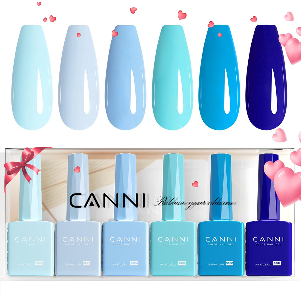 CANNI Vernis Gel bleu nuit ensemble 6 pièces pour une manucure durable à domicile.