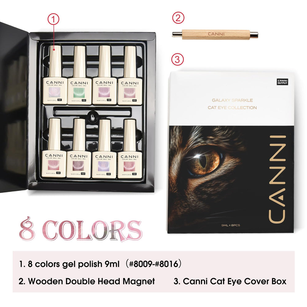 CANNI vernis gel Cat Eye argenté scintillant, reflets lumineux et fini miroir