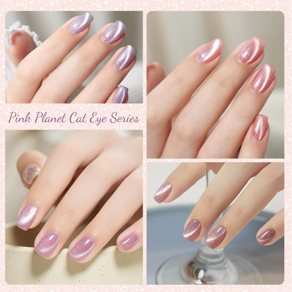 CANNI vernis gel Cat Eye rose pâle, look doux et tendance