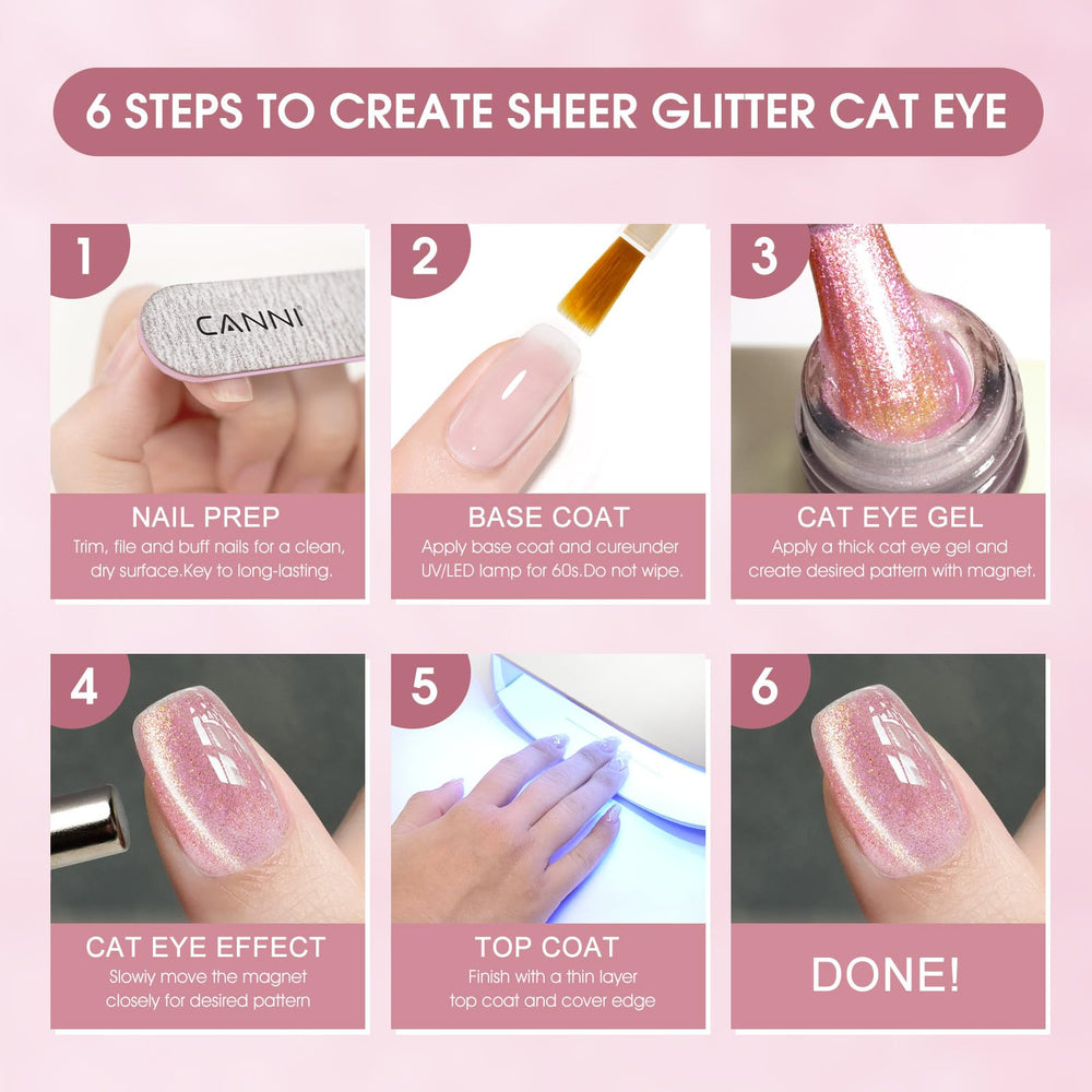 CANNI vernis gel Cat Eye violet-rose, mélange coloré et fascinant