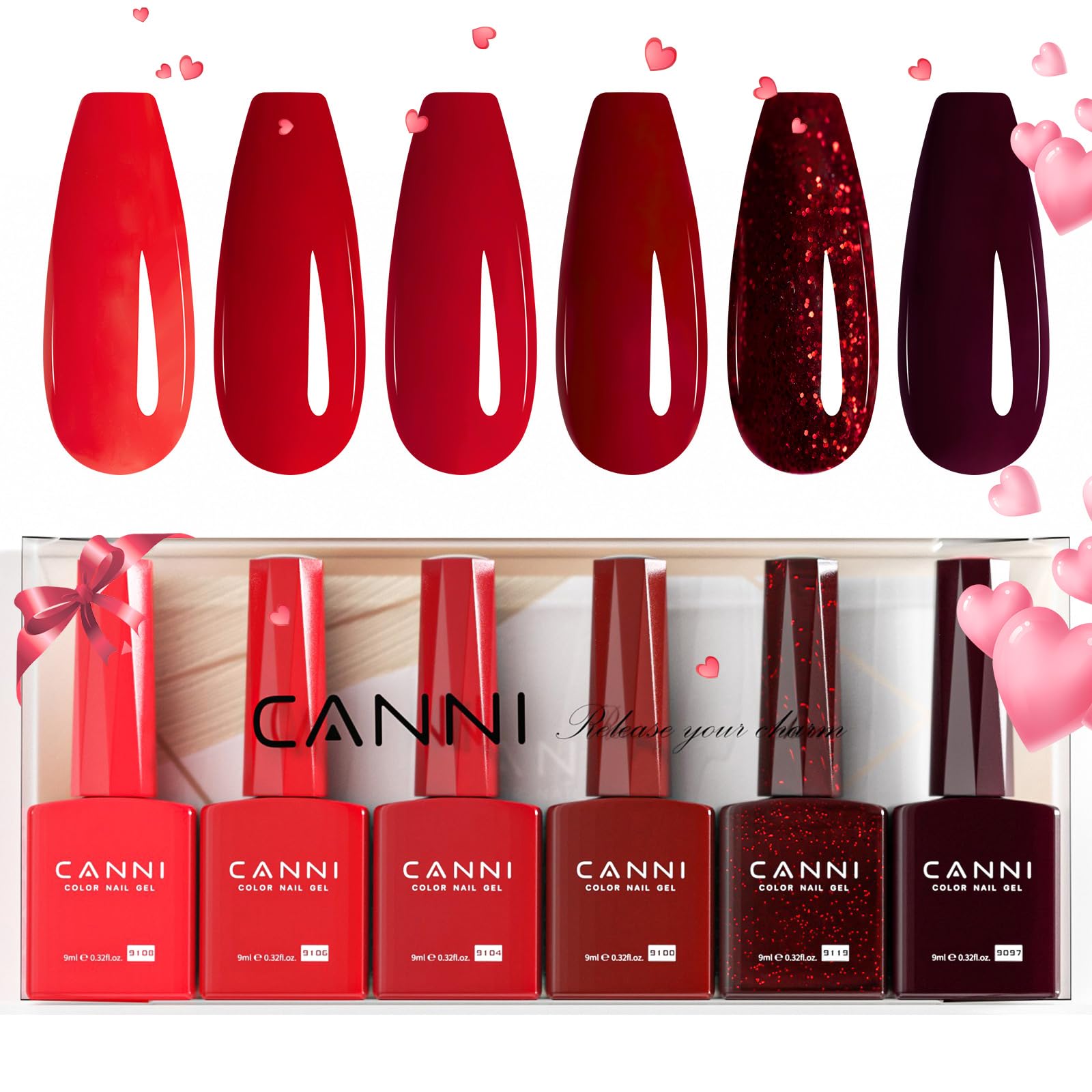 Vernis gel rouge foncé CANNI 9 ml sans HEMA pour une manucure durable