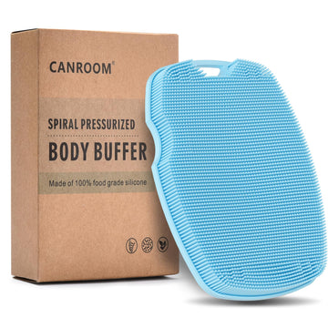 Canroom exfoliante corporal de silicona infundido en zinc, exfolia suave y mantiene la higiene en la ducha.