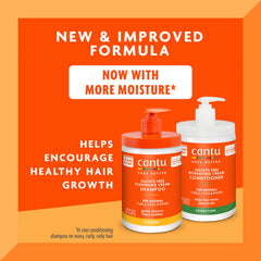 Cantu acondicionador manteca de karité hidrata y define rizos naturales.